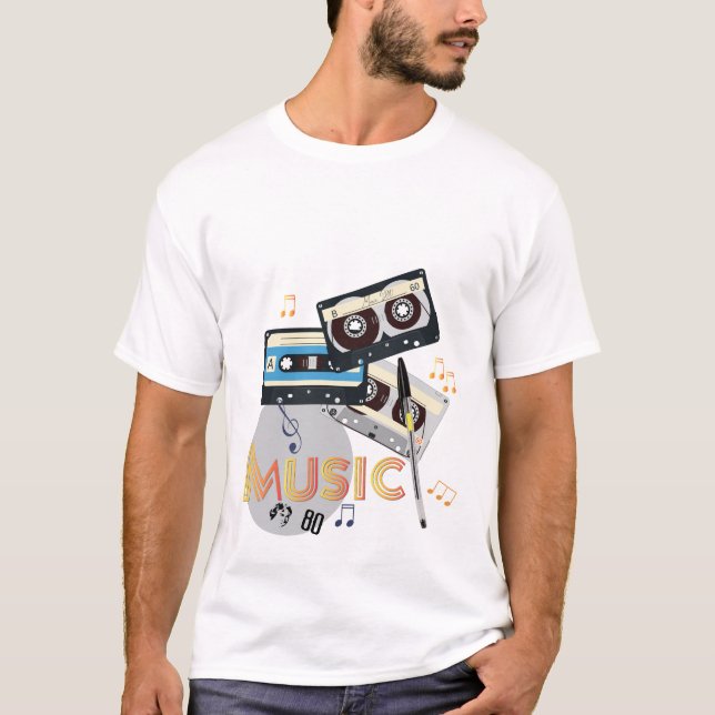 80s Music Style, Nostalgic Fashion T-Shirt (Front)