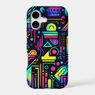 80s Neon Geometric Pattern iPhone Case | Retro