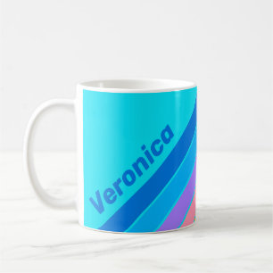 80s Neon Ocean Sky Stripes with Name Coffee Mug