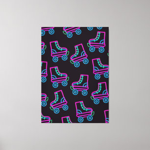 80s Neon Roller-skates Canvas Print
