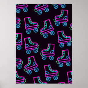 80s Neon Roller-skates Poster