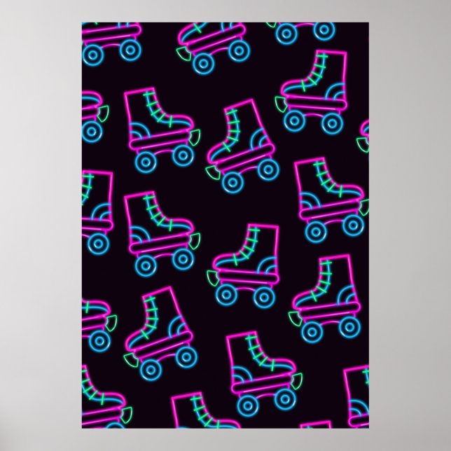 80s Neon Roller-skates Poster (Front)