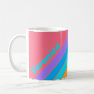 80s Neon Sunrise Stripes with Name Coffee Mug