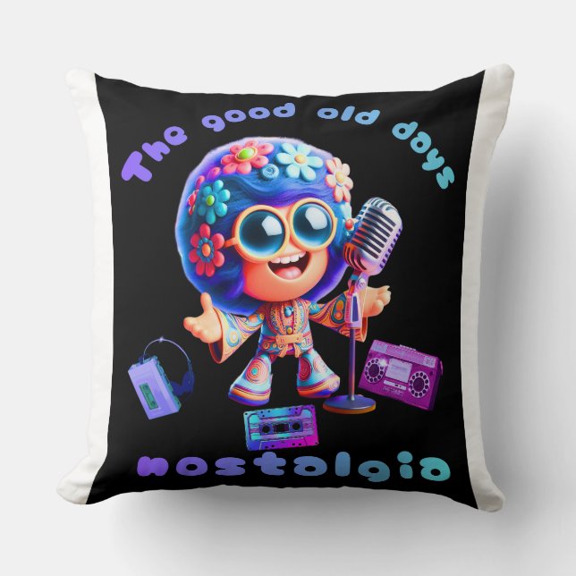 80s Nostalgia Groove 20x20 Throw Pillow. Cushion (Front)