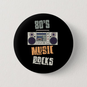 80s Old Rock Music Party Vintage Cassette Radio 6 Cm Round Badge