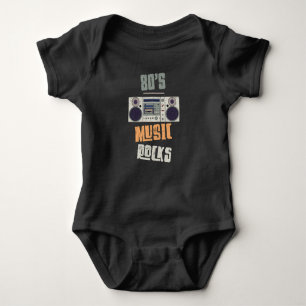 80s Old Rock Music Party Vintage Cassette Radio Baby Bodysuit