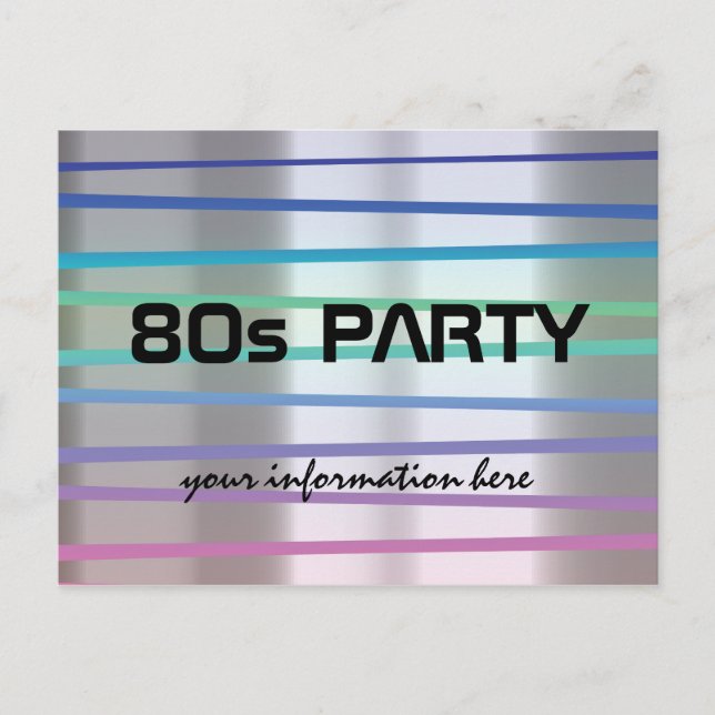 80s or 90s theme party or reunion invitation postcard (Front)