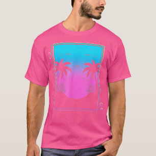 80s Palm Trees Sunrise Beach Tropical Summer Vapou T-Shirt