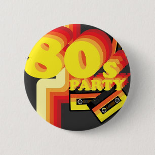 80s Party 6 Cm Round Badge