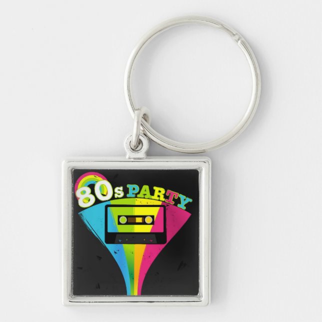 80s Party Background Key Ring (Front)