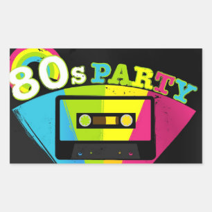 80s Party Background Rectangular Sticker