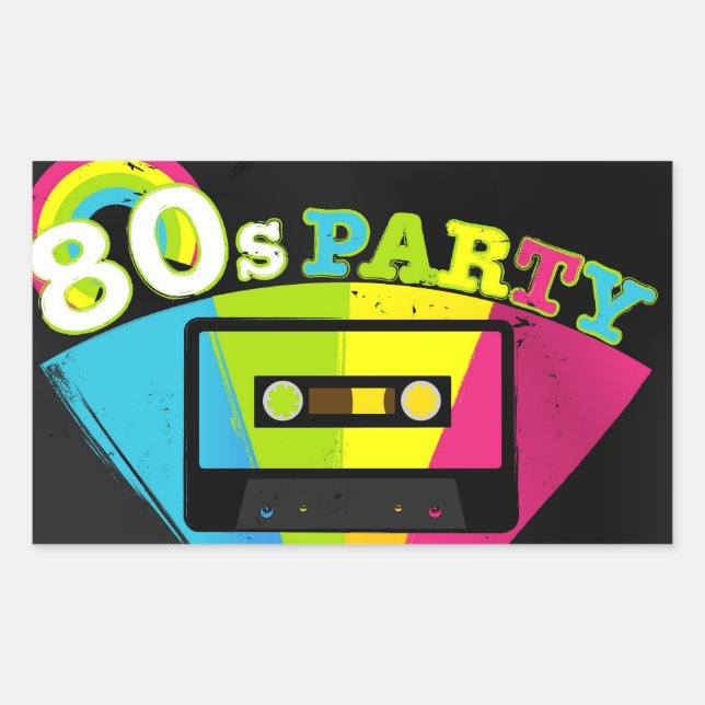 80s Party Background Rectangular Sticker (Front)