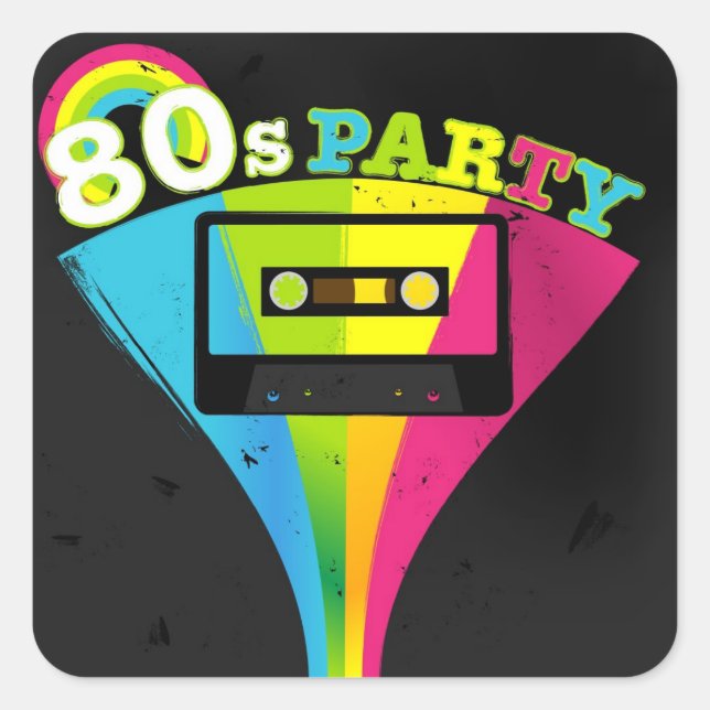 80s Party Background Square Sticker (Front)