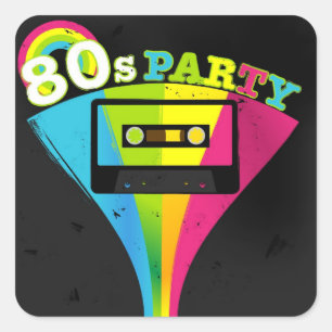 80s Party Background Square Sticker