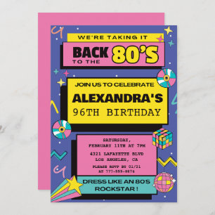 80s party Budget Retro 96th birthday invitations