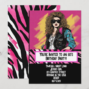 80's Party card  Invitation