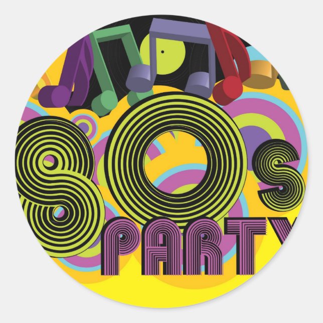 80s Party Classic Round Sticker (Front)
