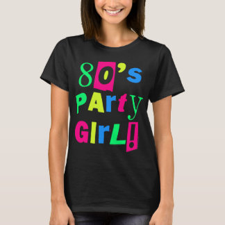 80s Party Girl Neon Rainbow Chunky Eighties Retro T-Shirt