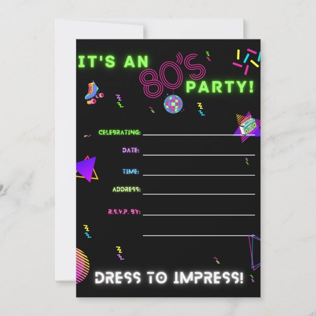 80's party invitation (Front)