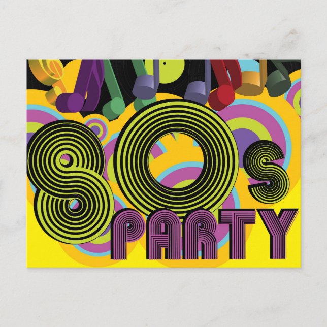 80s Party Invitation Postcard (Front)