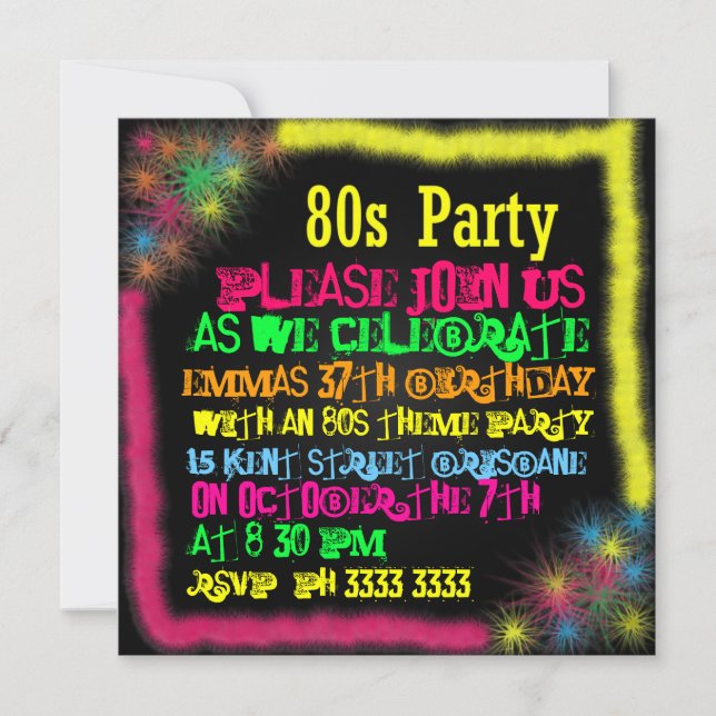 80s Party Invitations (Front)
