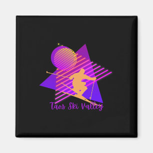 80s Pink And Purple Taos Ski Valley New Mexico Ski Magnet