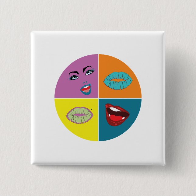 80's Pop Art 15 Cm Square Badge (Front)