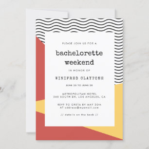 80s Pop art Memphis style Bachelorette weekend Invitation