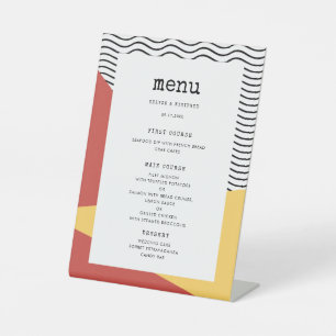 80s Pop art Memphis style menu Pedestal Sign