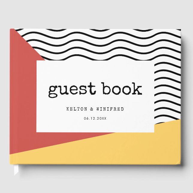 80s Pop art Memphis style wedding Guest Book (Front)