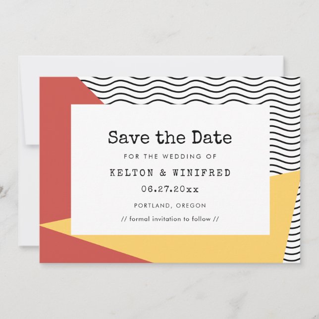 80s Pop art Memphis style wedding Save The Date (Front)