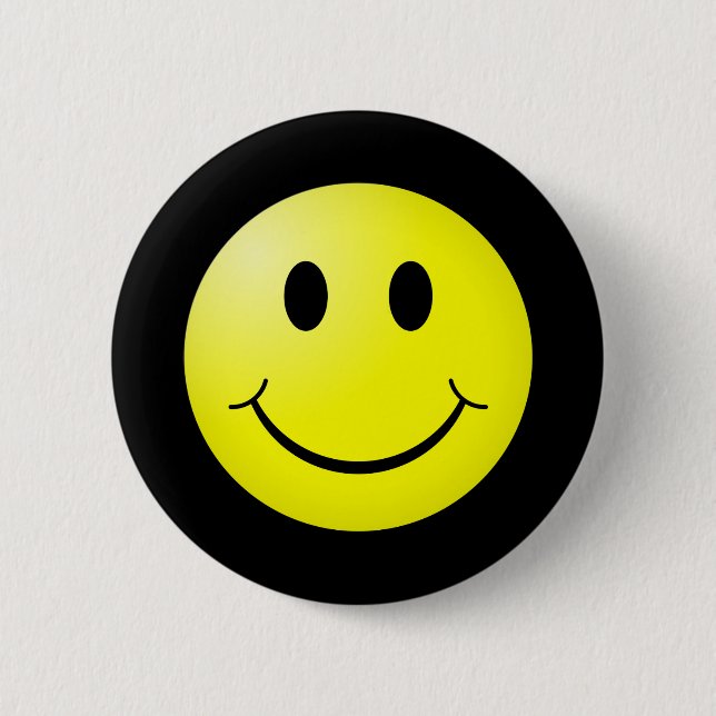 80s Pop Culture Yellow Emoticon 6 Cm Round Badge (Front)