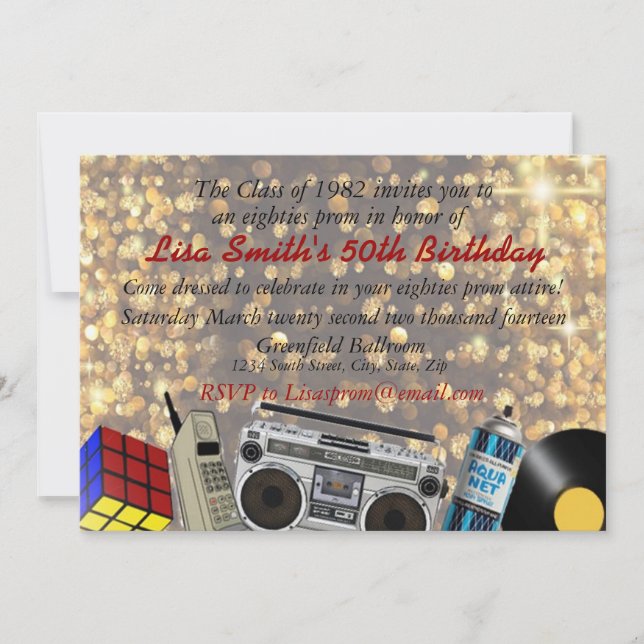 80's Prom Celebration Invitation (Front)