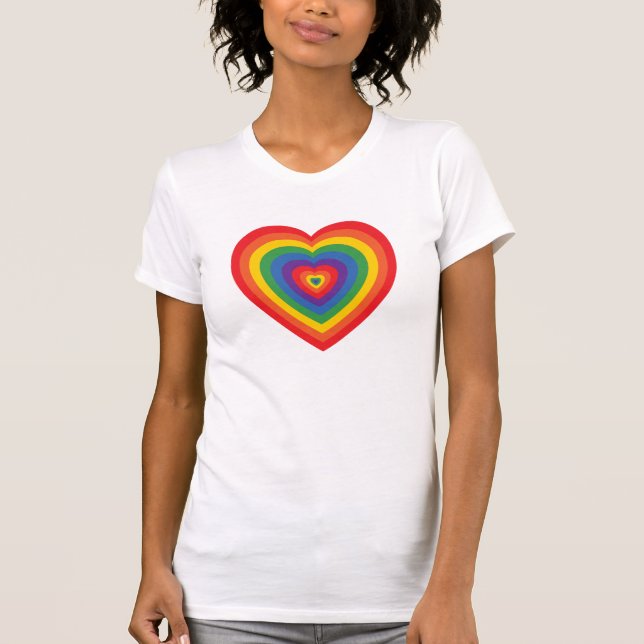 80's Rainbow Heart (concentric) T-Shirt (Front)