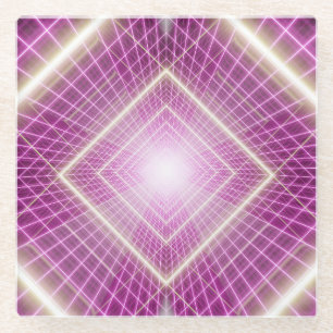 80s Retro: 3D Sci-Fi Background. Glass Coaster