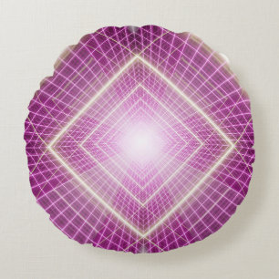 80s Retro: 3D Sci-Fi Background. Round Cushion