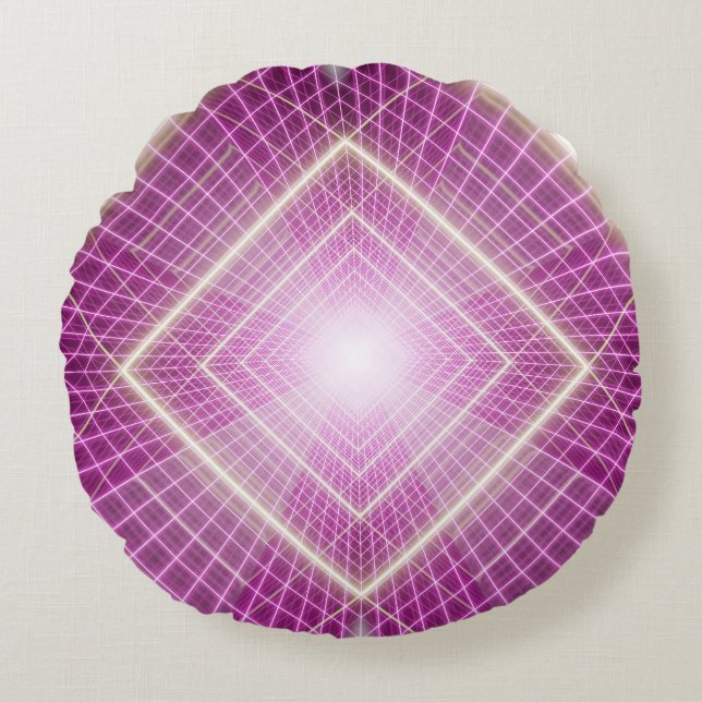 80s Retro: 3D Sci-Fi Background. Round Cushion (Front)