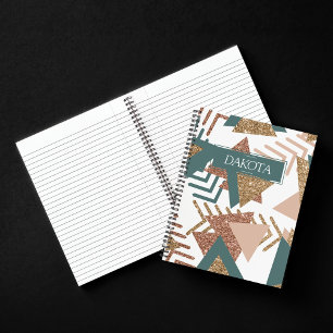 80s Retro Abstract 70s Green and Gold Custom Notebook