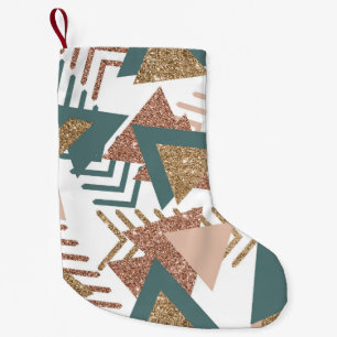 80s Retro Abstract 70s Green and Gold Custom Small Christmas Stocking