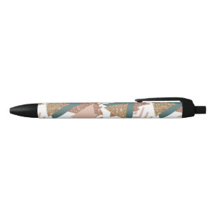 80s Retro Abstract 70s Green and Gold Palette Black Ink Pen