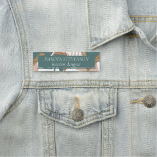 80s Retro Abstract   70s Green and Gold Palette Name Tag