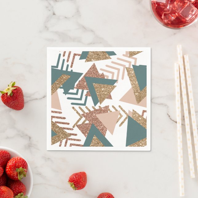 80s Retro Abstract | 70s Green and Gold Palette Napkin (Insitu)