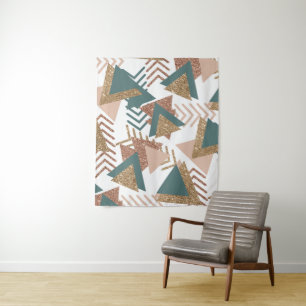 80s Retro Abstract   70s Green and Gold Palette Tapestry