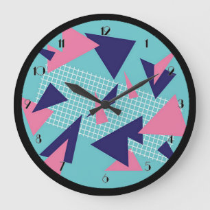 80's Retro Abstract Triangles Pattern Wall Clock