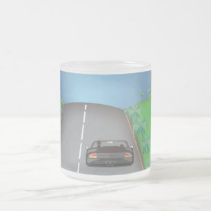 80s Retro Arcade Race Frosted Glass Coffee Mug