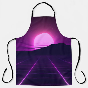 80s Retro Background Illustartion with 3D elements Apron