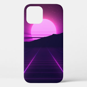 80s Retro Background Illustartion with 3D elements iPhone 12 Case