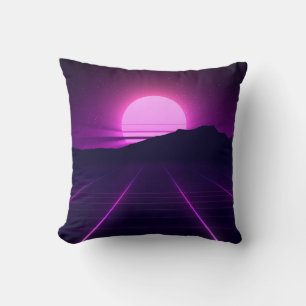 80s Retro Background Illustartion with 3D elements Cushion