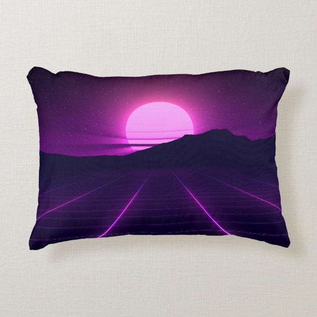 80s Retro Background Illustartion with 3D elements Decorative Cushion (Front)
