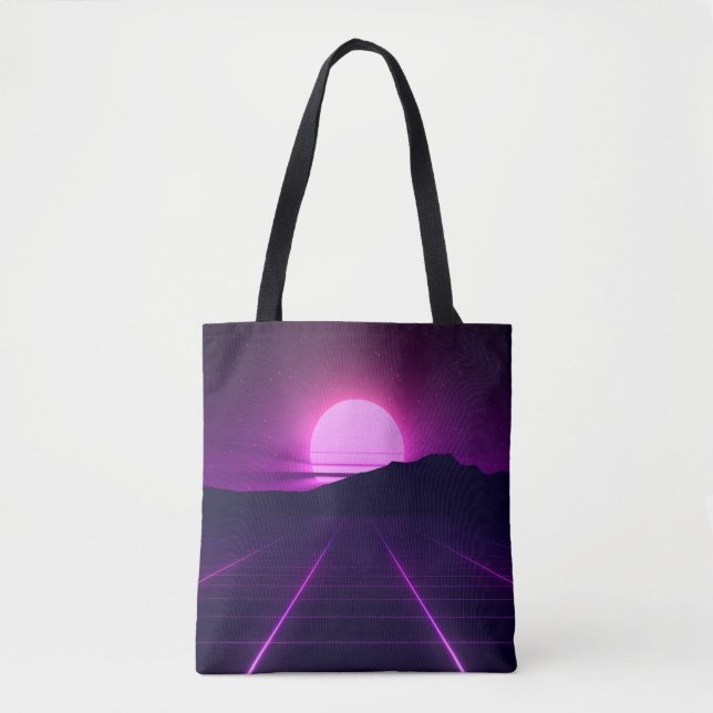 80s Retro Background Illustartion with 3D elements Tote Bag (Front)